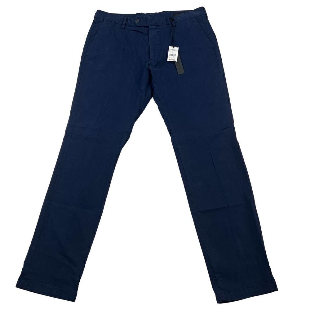 New Dylan Gray Men US 34 Navy Blue Chinos Pants Classic Straight Leg Cotton